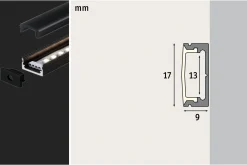 LED Strip Profil - Base Schwarzer Diffusor 2m