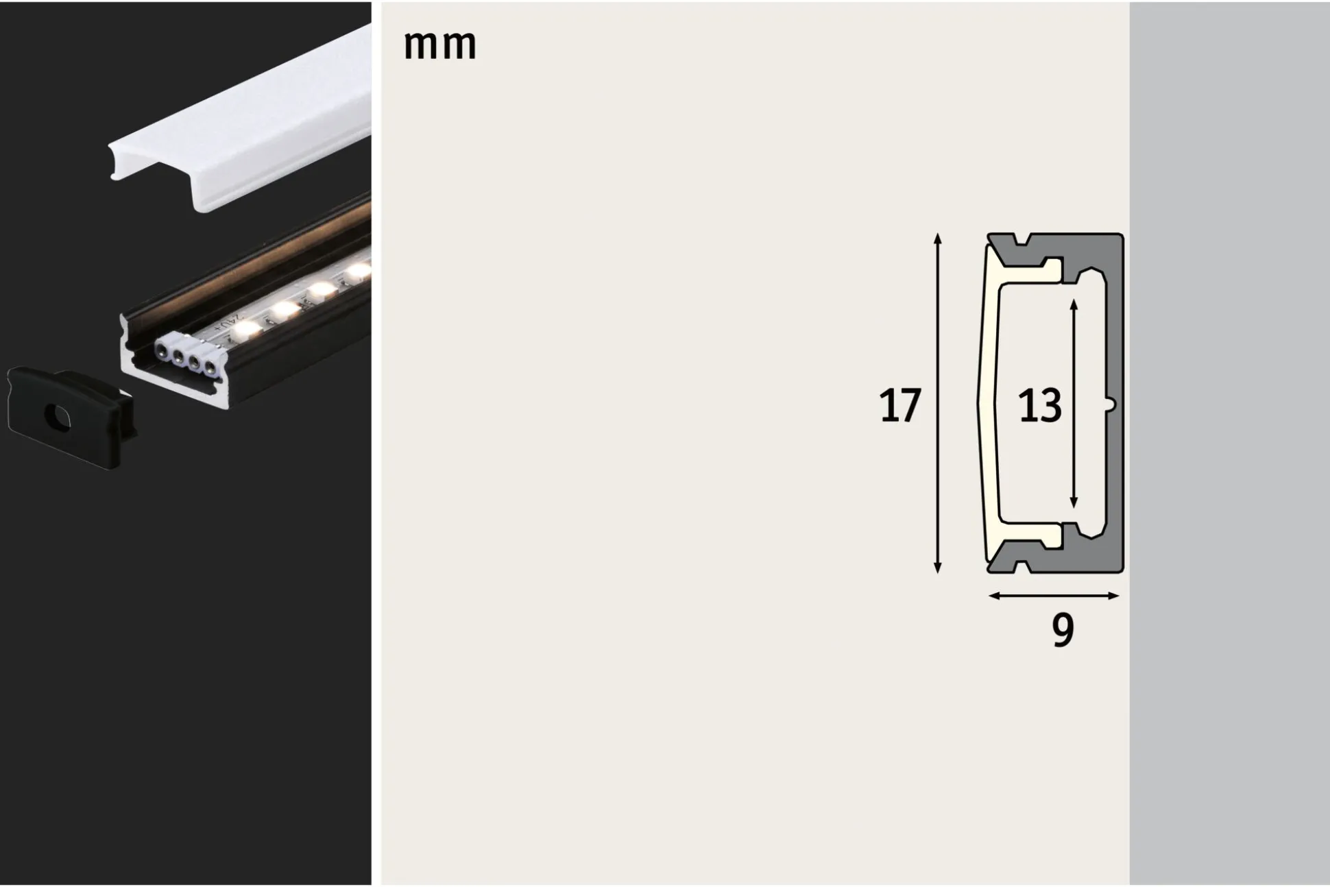 LED Strip Profil - Base Weißer Diffusor 1m