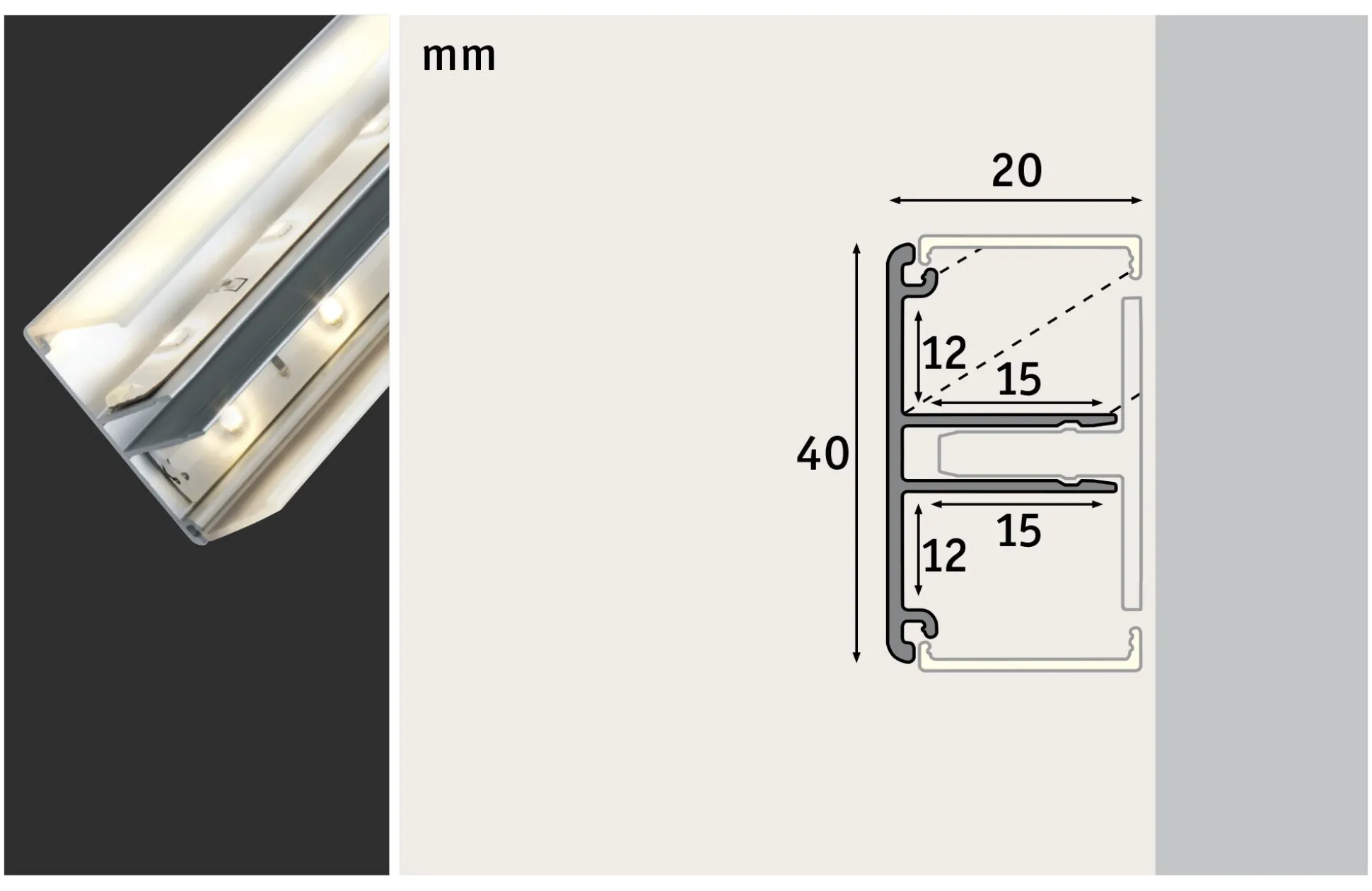LED Strip Profil - Duo 1m