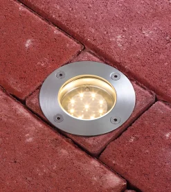 LED Bodeneinbauleuchte - LED Bodeneinbauleuchte IP67 rund 110mm 2700K 1,2W 20lm 230V Edelstahl Metall