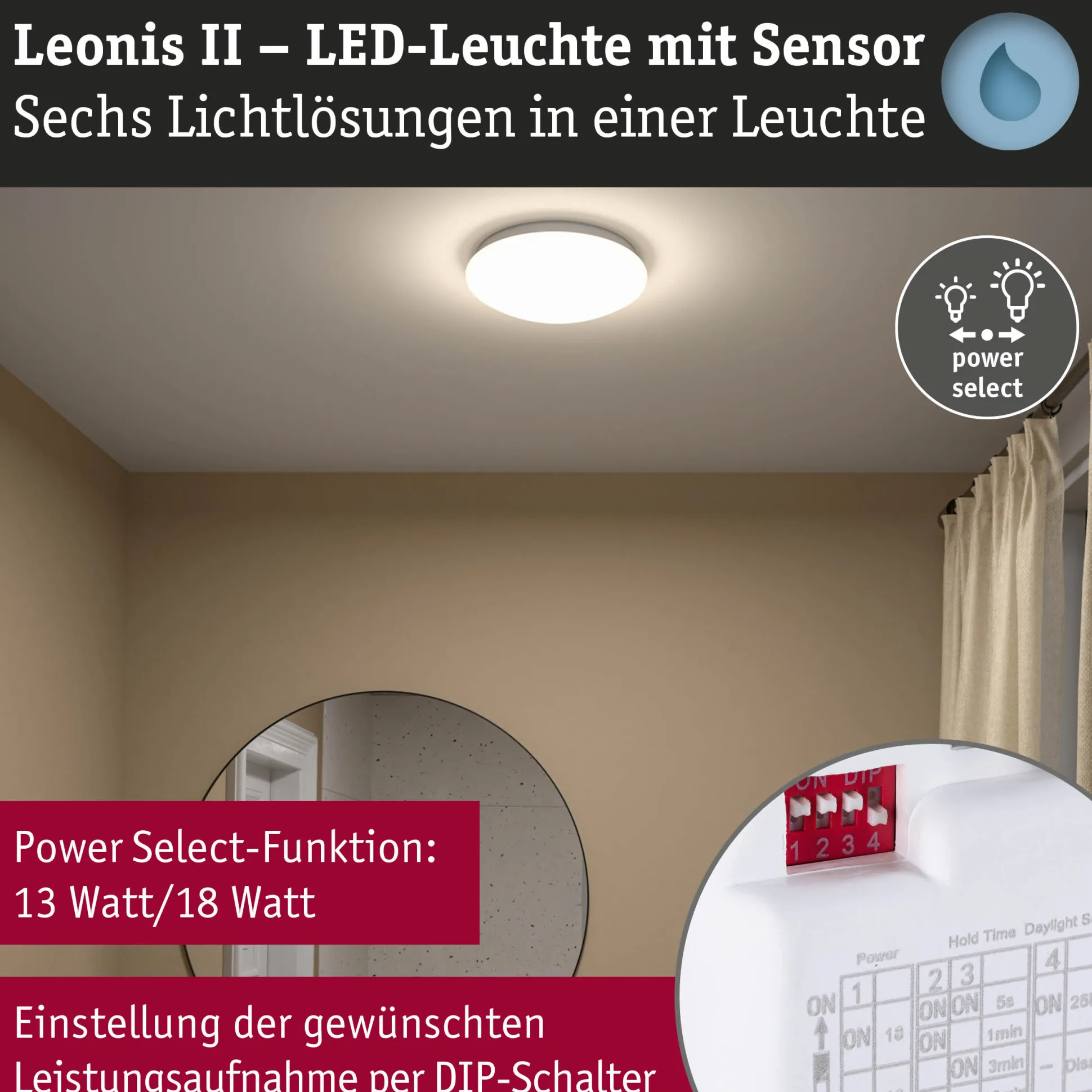 LED Deckenleuchte - Leonis II Dämmerungsgesteuerter Bewegungsmelder (HF)