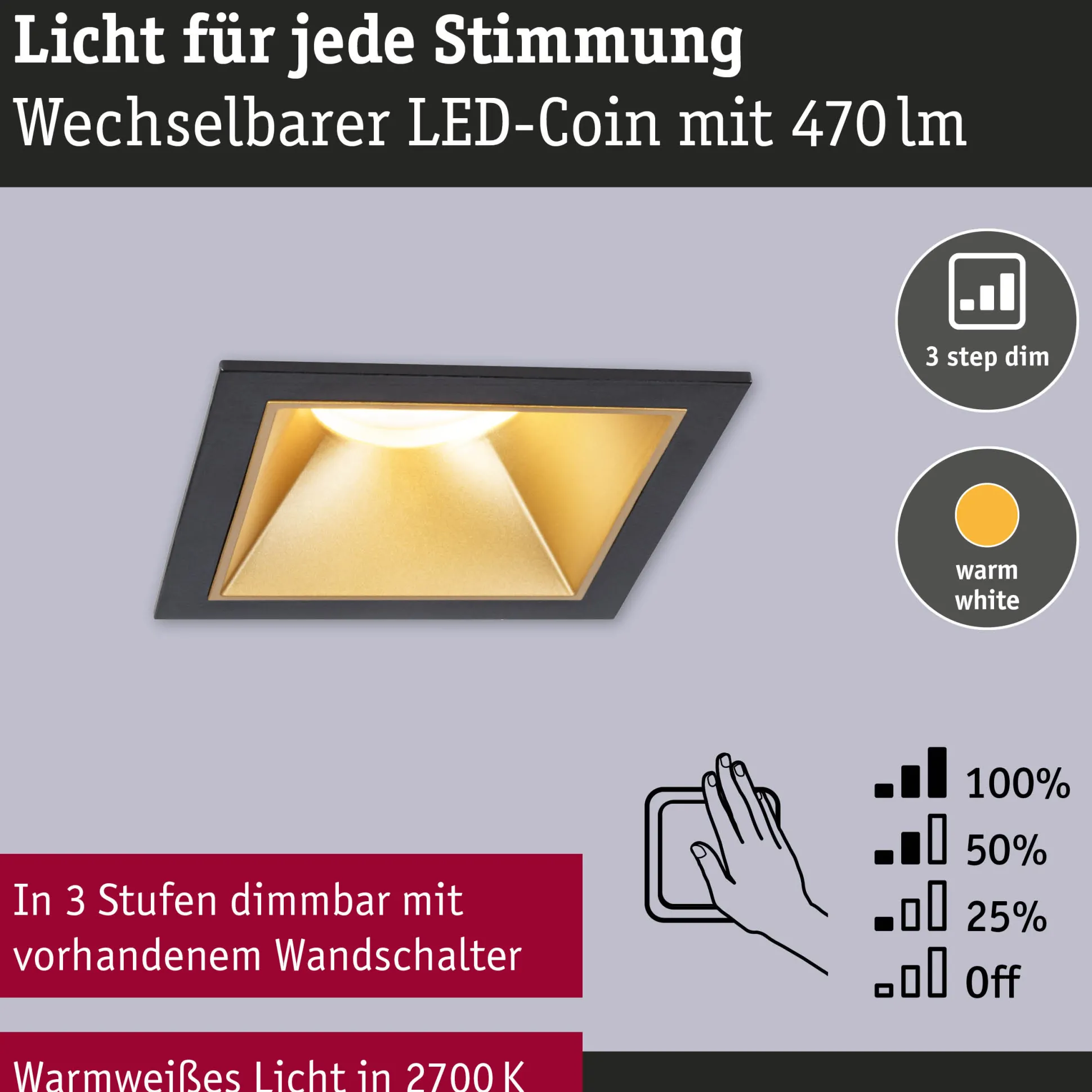 LED Einbauleuchte 3-Step-Dim - Cole 1er-Set