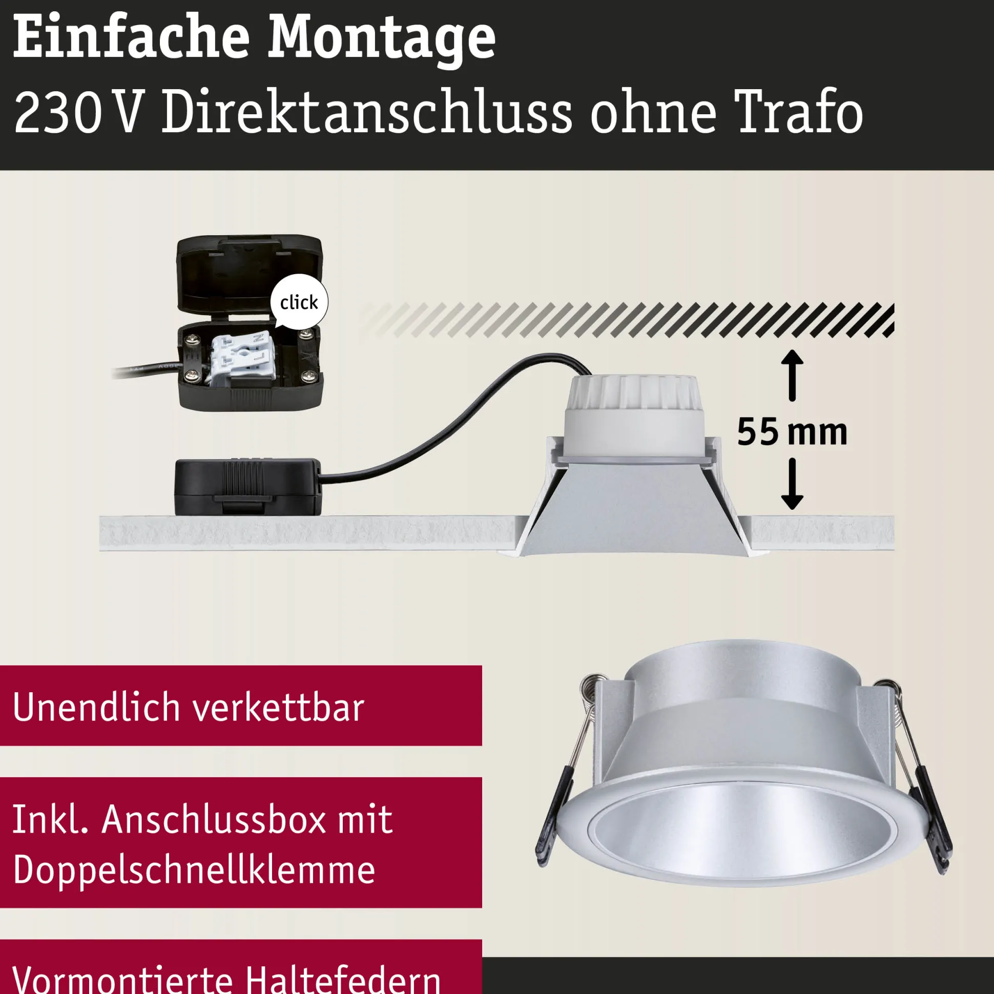 LED Einbauleuchte 3-Step-Dim - Cole 1er-Set