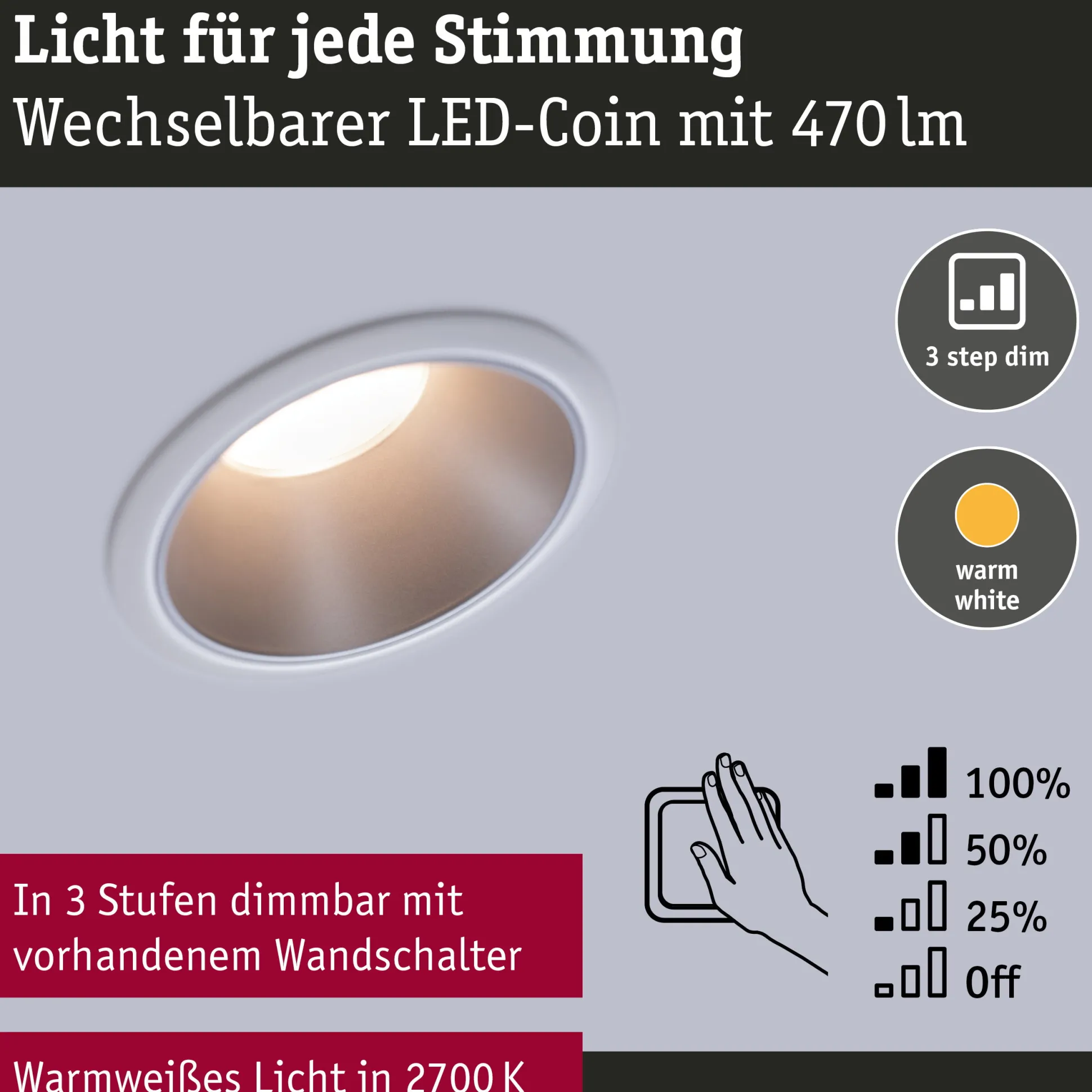 LED Einbauleuchte 3-Step-Dim - Cole 1er-Set
