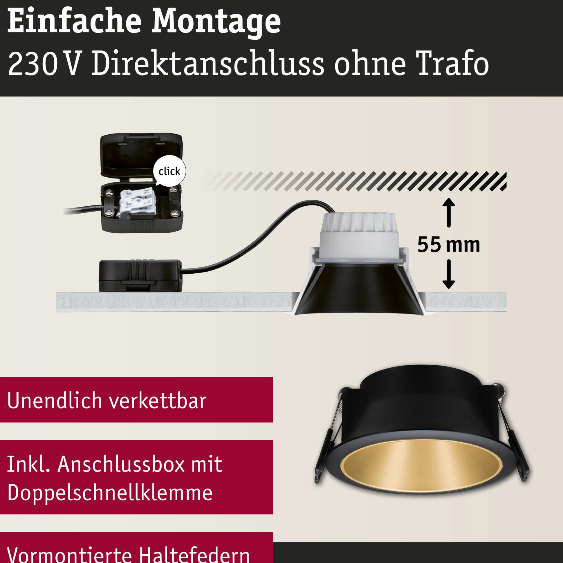LED Einbauleuchte 3-Step-Dim - Cole 6er-Set