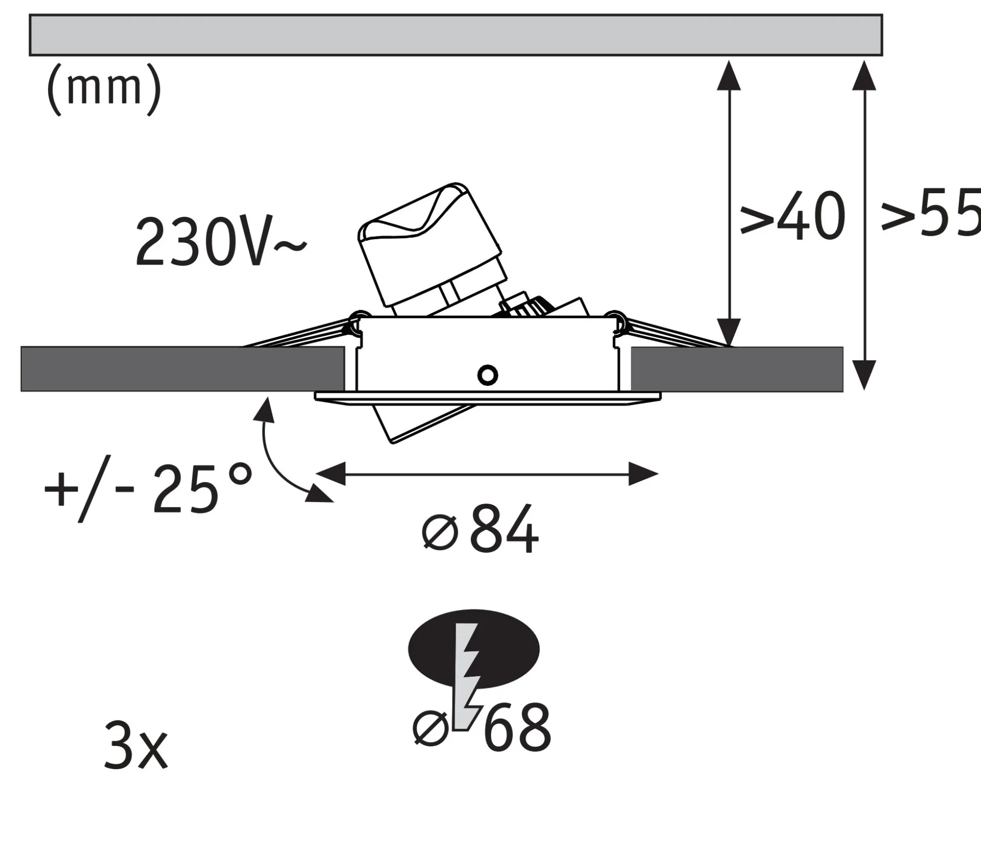 LED Einbauleuchte 3-Step-Dim - Nova GU10 Flat schwenkbar