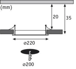 LED Einbaupanel - LED Einbaupanel IP44 rund 220mm 16,5W 1450lm 4000K Weiß