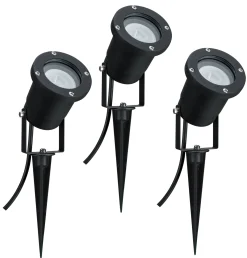 LED Gartenstrahler - LED Gartenstrahler IP65 rund 92mm 3000K 3x3,5W 3x230lm 230V 38° Schwarz Aluminium