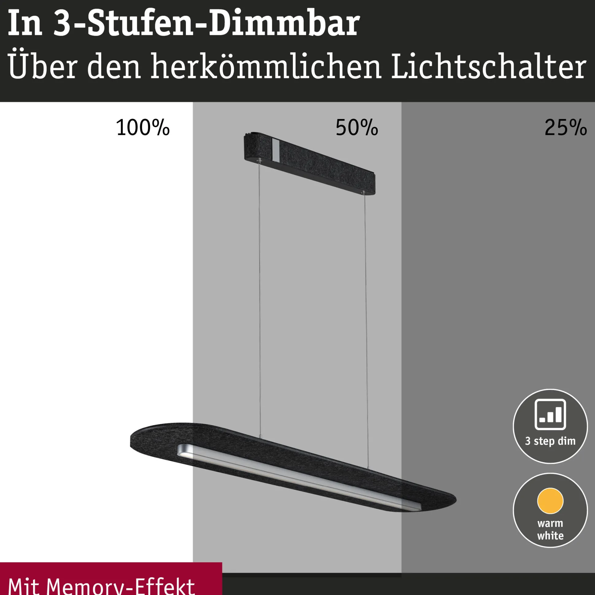 LED Pendelleuchte 3-Step-Dim - Tulga
