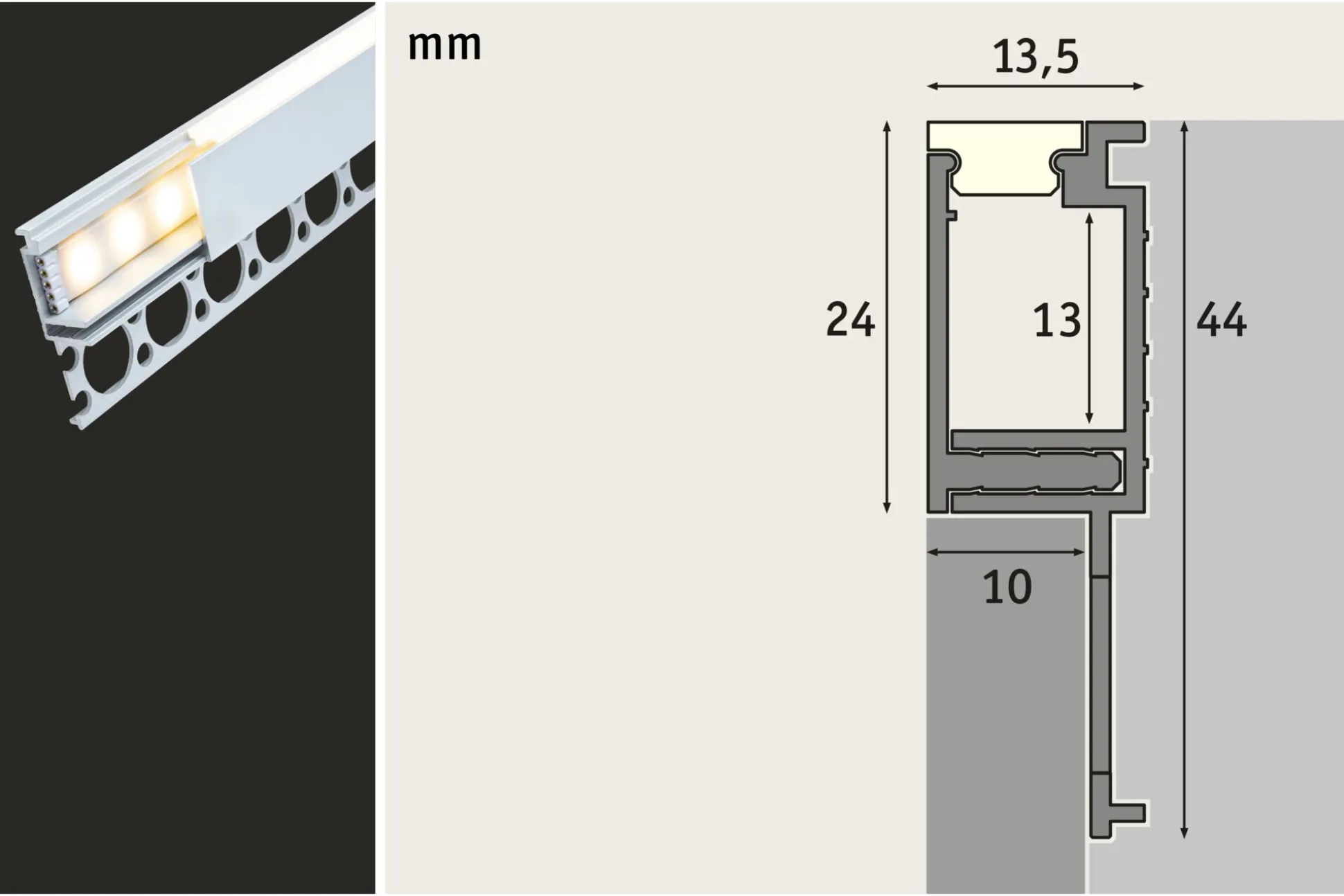 LumiTiles LED Strip Einbauprofil - Top 2m