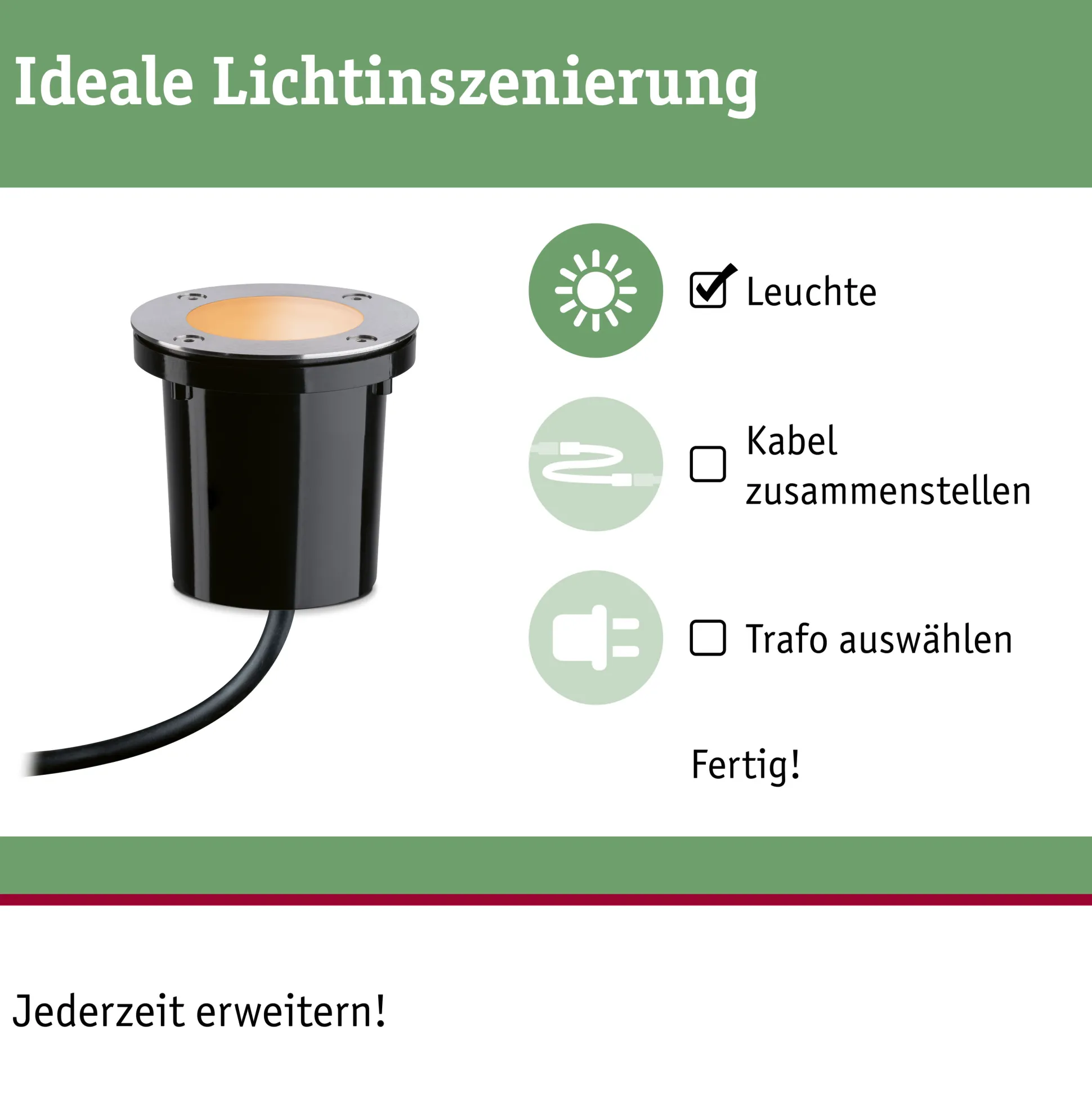Plug & Shine LED Bodeneinbauleuchte Smart Home Zigbee 3.0 - Floor Einzelspot Insektenfreundlich