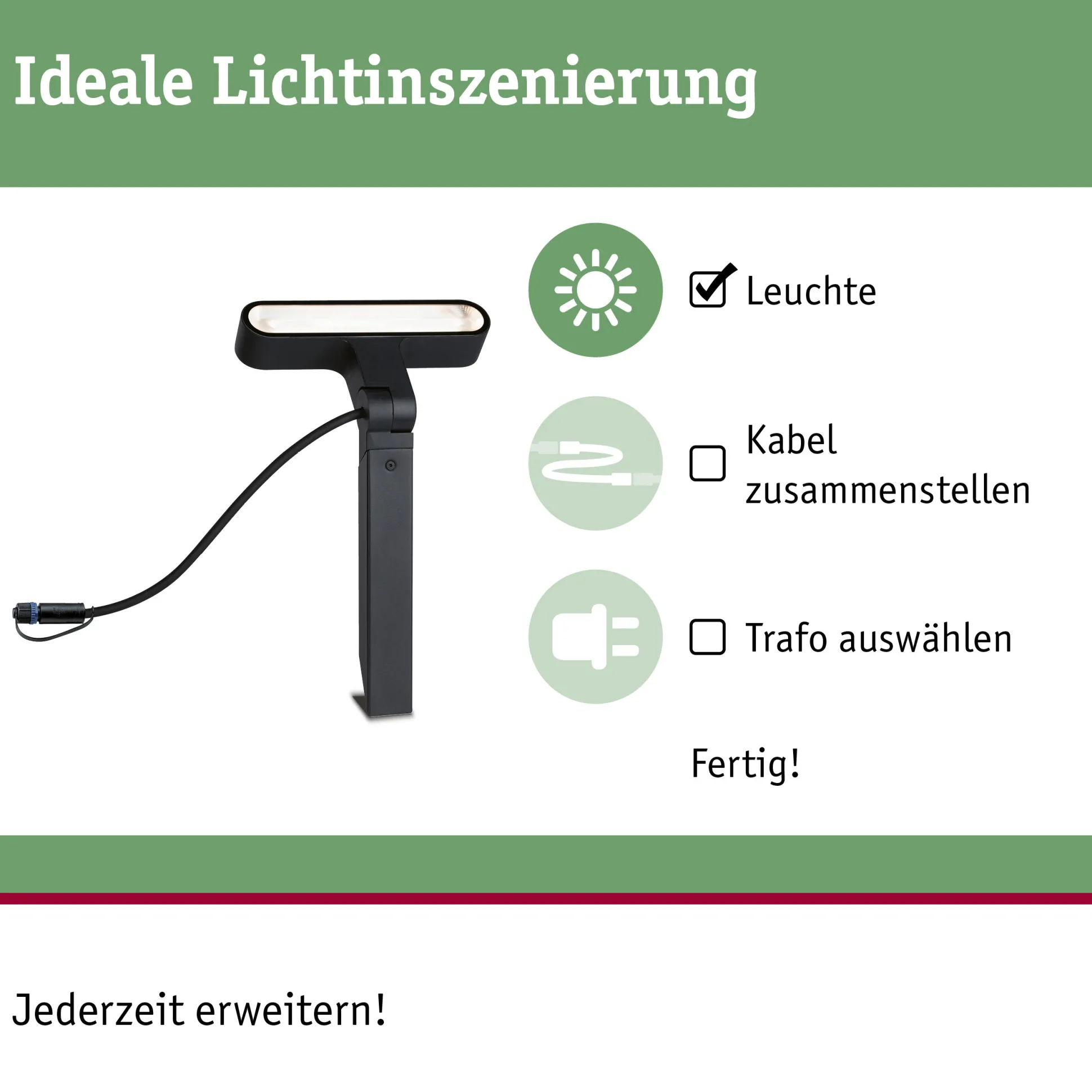 Plug & Shine LED Gartenstrahler - Ito Einzelspot Horizontale Ausrichtung