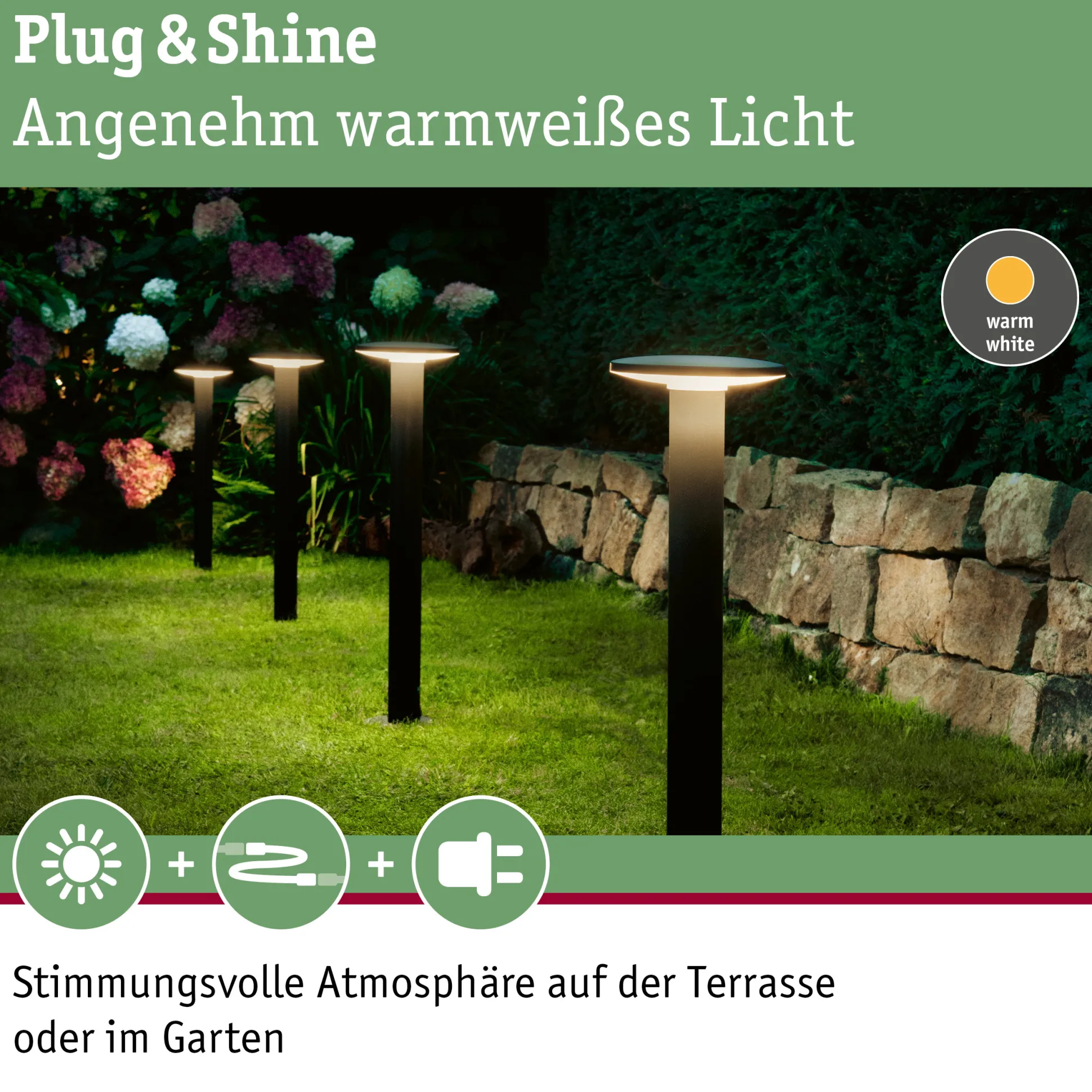 Plug & Shine LED Pollerleuchte - Plate Einzelleuchte