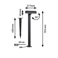 Plug & Shine LED Pollerleuchte - Ito Einzelleuchte Horizontale Ausrichtung