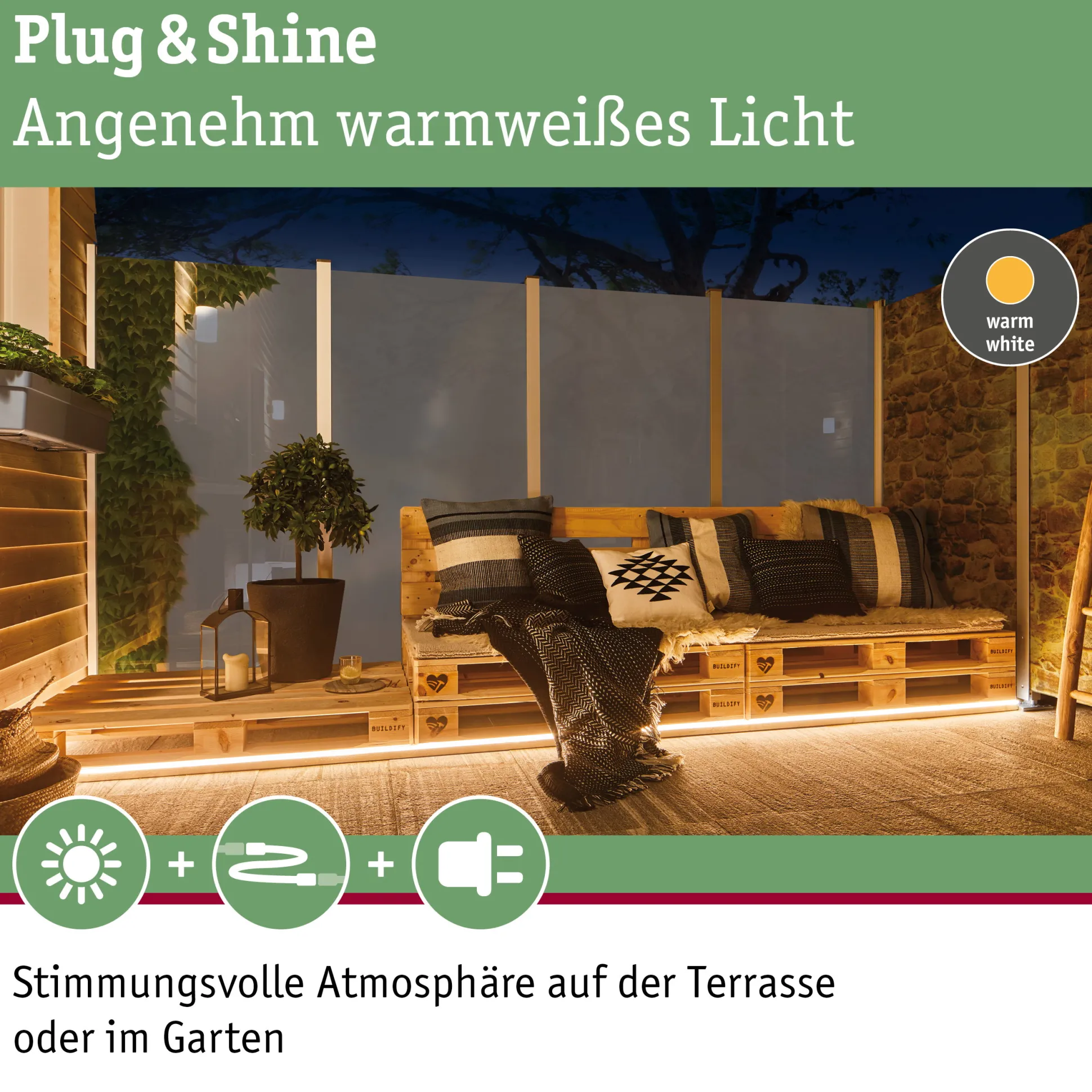 Plug & Shine LED Strip - Warmweiß Einzelstrip
