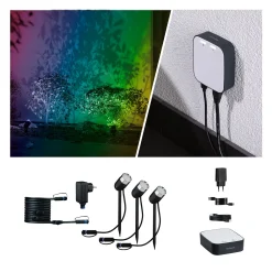 Plug & Shine Preisattraktives Starterset Zigbee 3.0 - Smart Home smik Gateway + LED Gartenstrahler Pike Basisset RGBW+