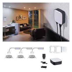 Preisattraktives Starterset Zigbee 3.0 - Smart Home smik Gateway mit Wandtaster + LED Einbauleuchte Nova Plus Coin Basisset schwenkbar RGBW