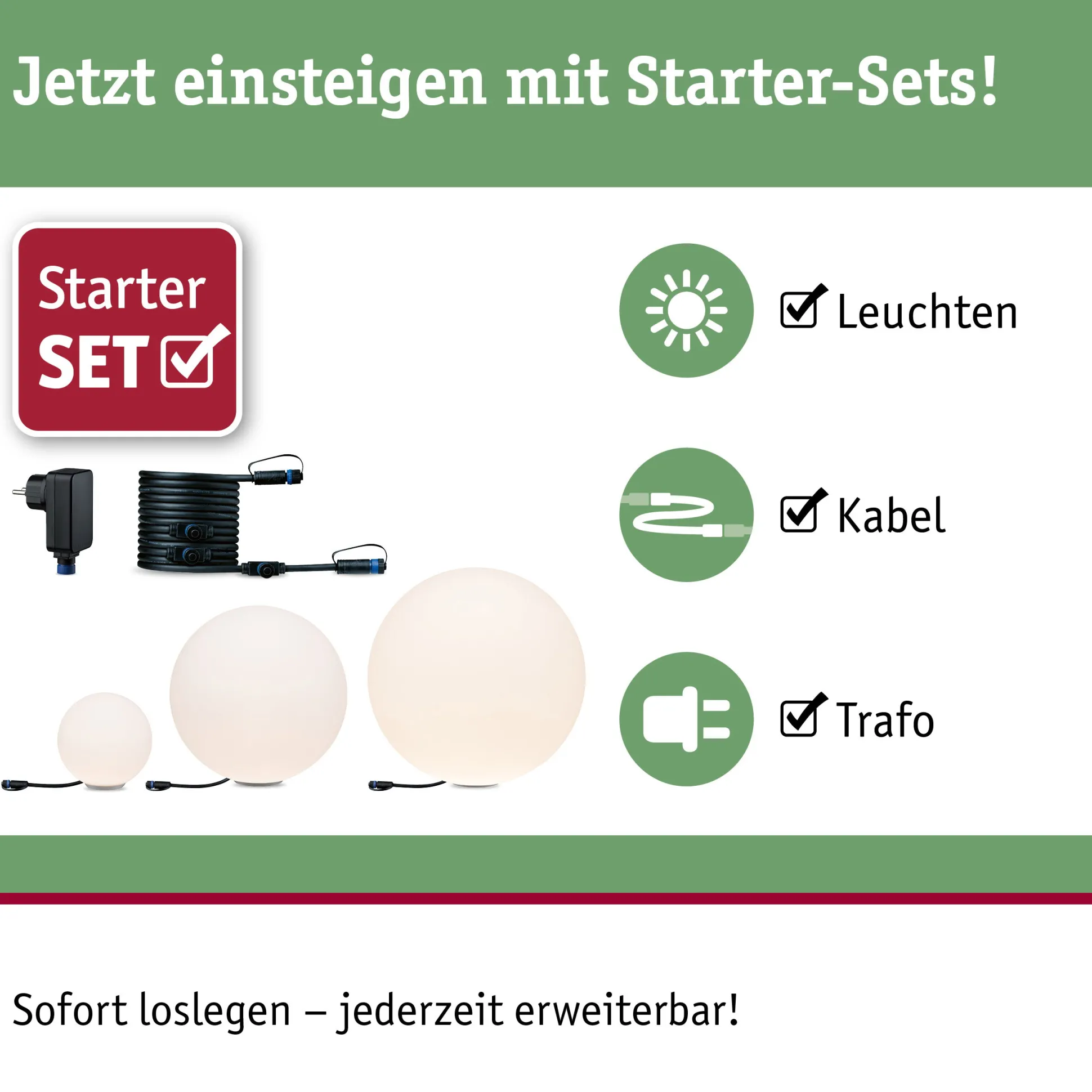 Set Plug & Shine LED Lichtobjekt - Globe Plug & Shine Lichtobjekte Set