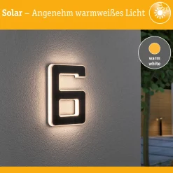 Solar LED Hausnummernleuchte - Nummer 6