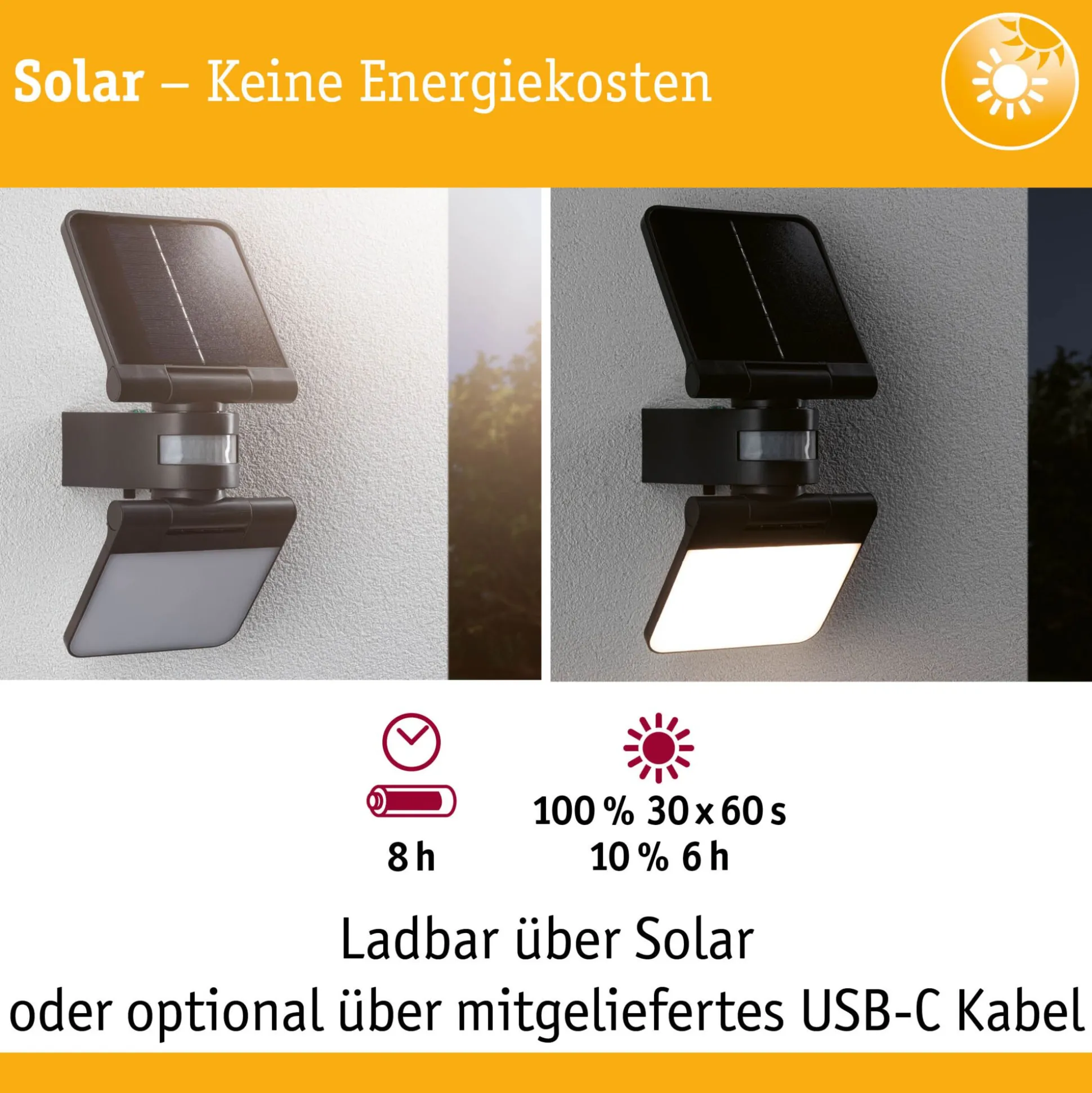 Solar LED Wandfluter - Lesla Dämmerungsgesteuerter Bewegungsmelder (IR)