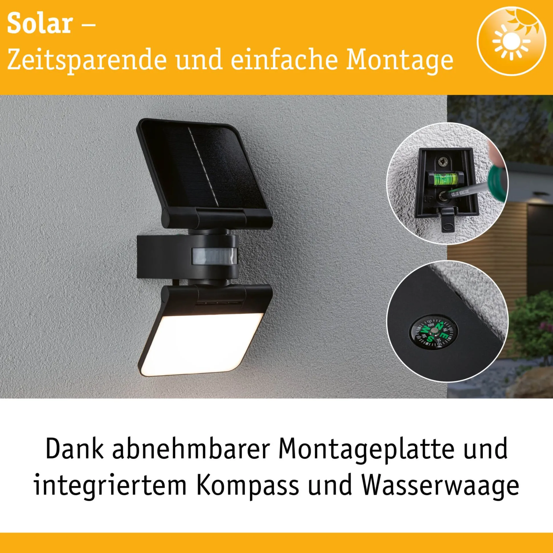 Solar LED Wandfluter - Lesla Dämmerungsgesteuerter Bewegungsmelder (IR)