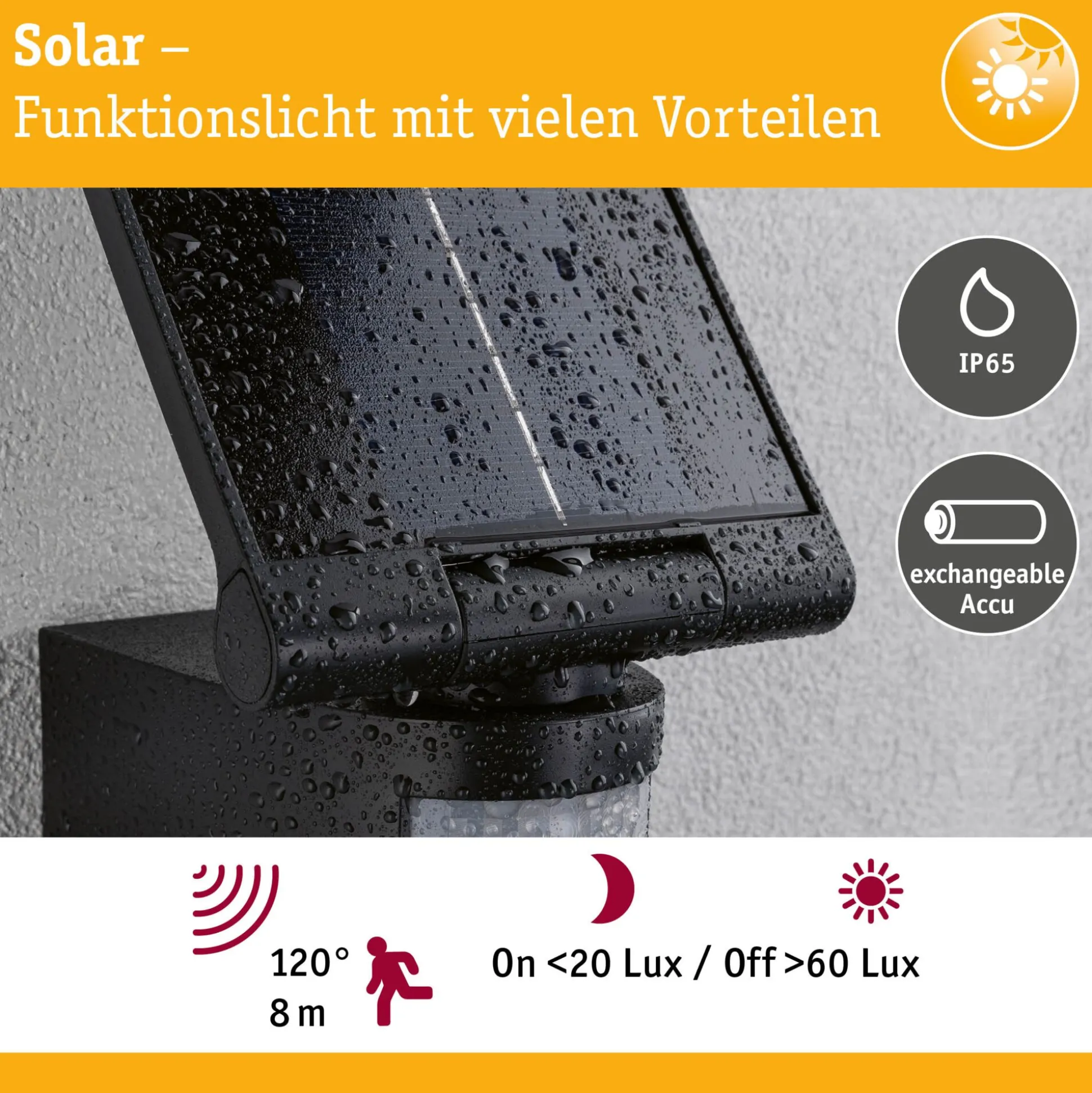 Solar LED Wandfluter - Lesla Dämmerungsgesteuerter Bewegungsmelder (IR)