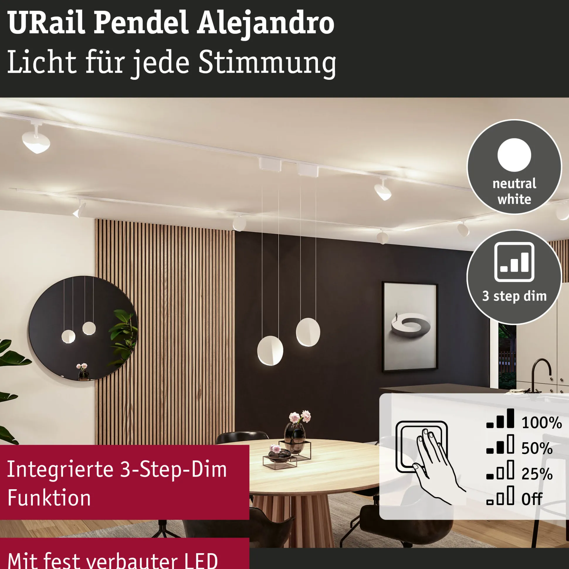 URail Pendel 3-Step-Dim - Alejandro
