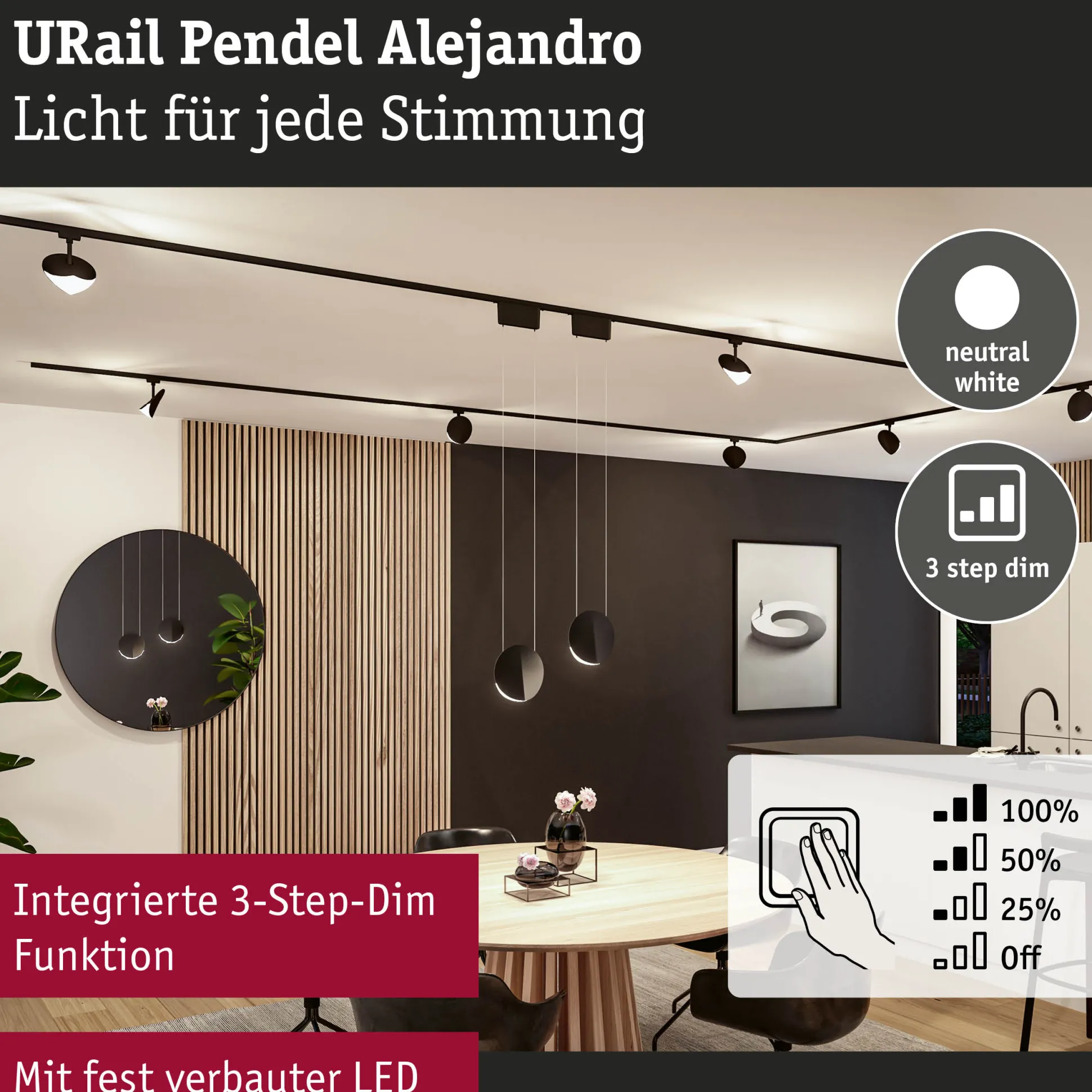 URail Pendel 3-Step-Dim - Alejandro