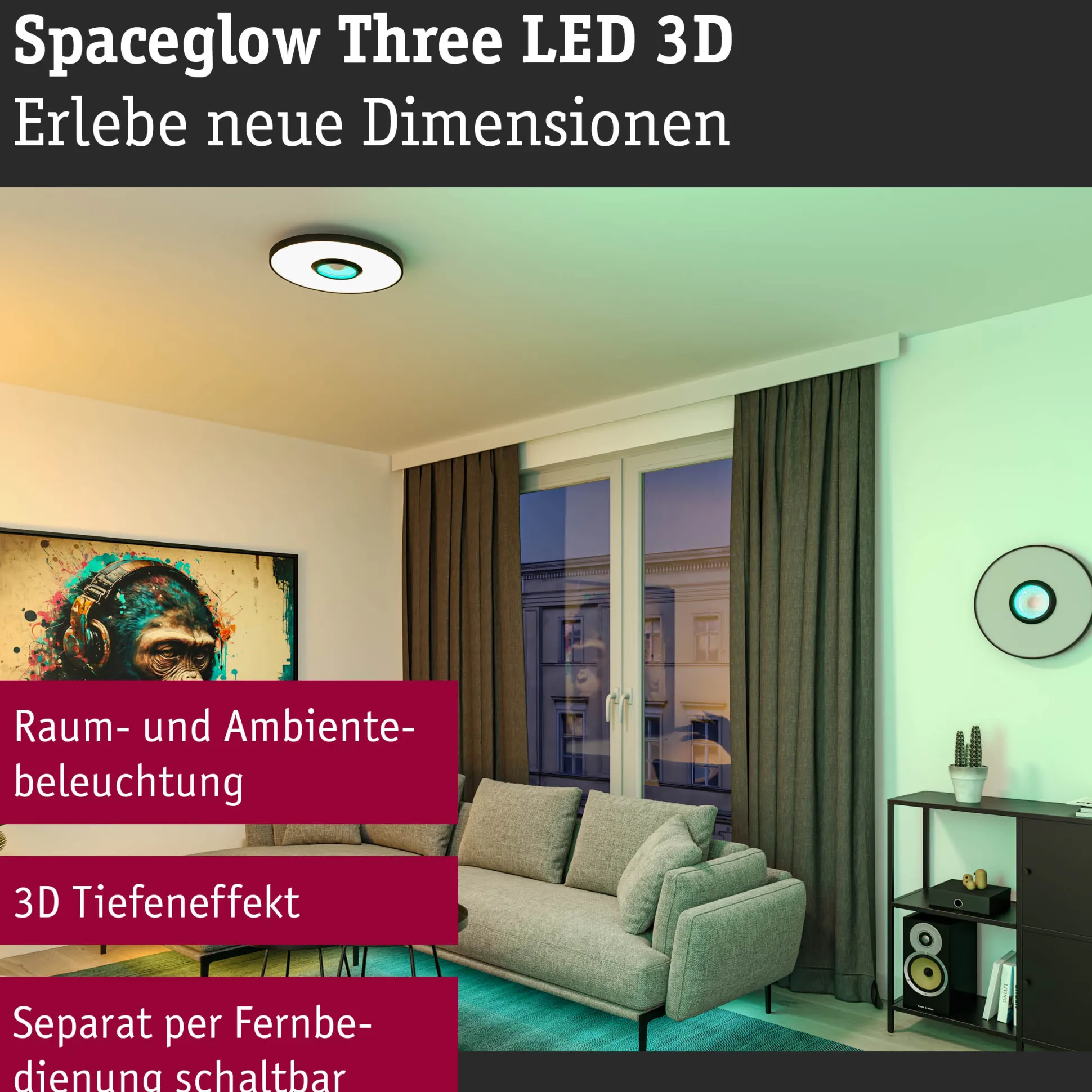 Wand-/Deckenleuchte - Spaceglow Three