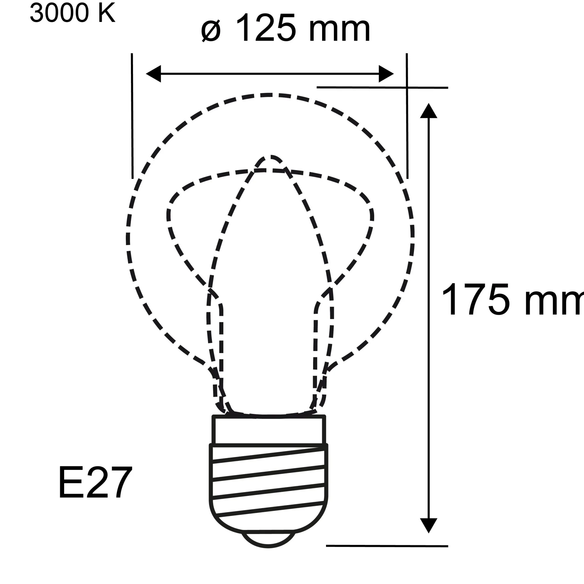 White Lampion Filament 230V - LED Globe G125 E27